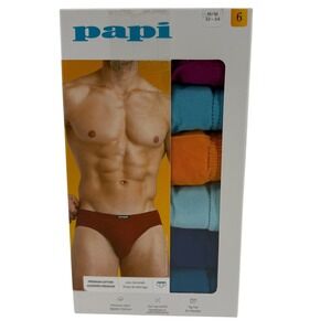 Papi Mens 6 Pack Premium Cotton Low Rise Briefs Multicolor Medium 32-34
